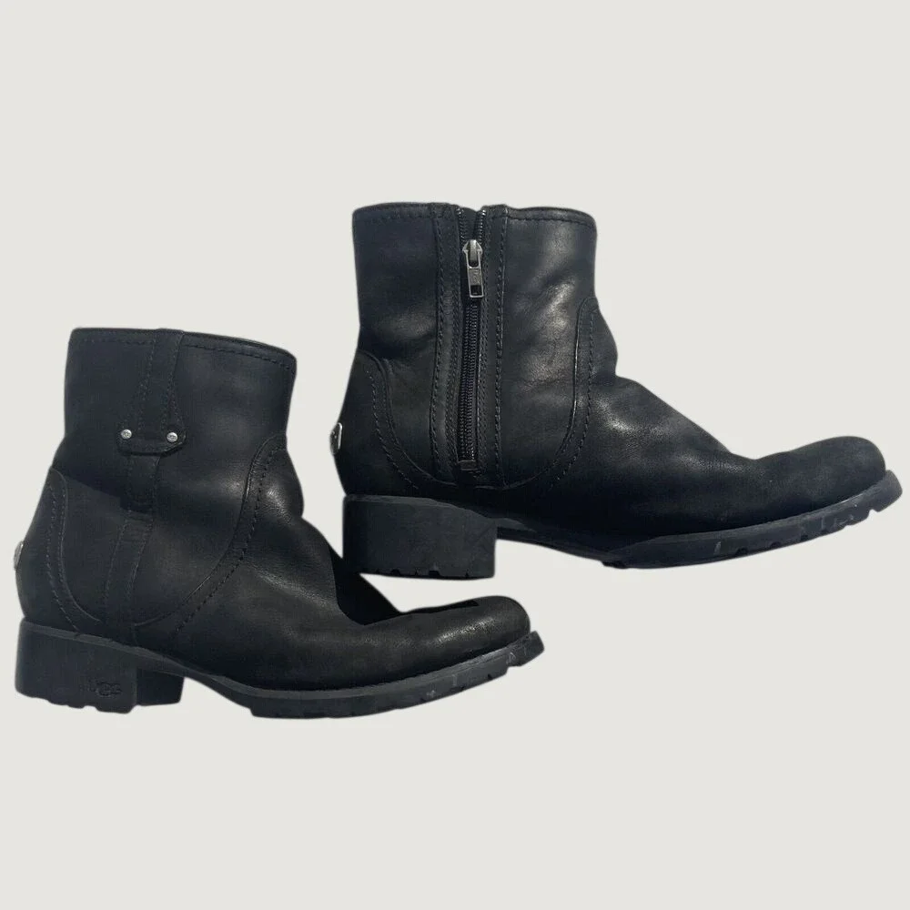 Ugg Australia Blakely Winter‎ Ankle Boots Womens Size 9.5 Black Fur Shoes